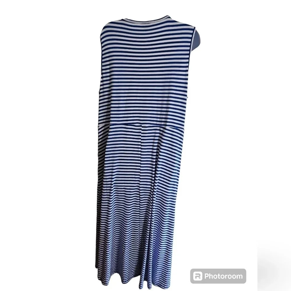 Torrid Women’s 2X Maxi Dress Blue White Stripe Jersey Knit Button Front Coastal - Picture 3 of 7